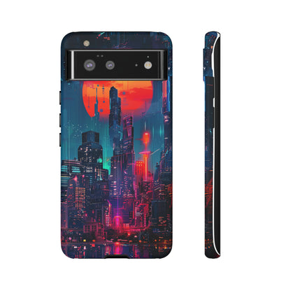 Cyberpunk Full Moon Cityscape Phone Case