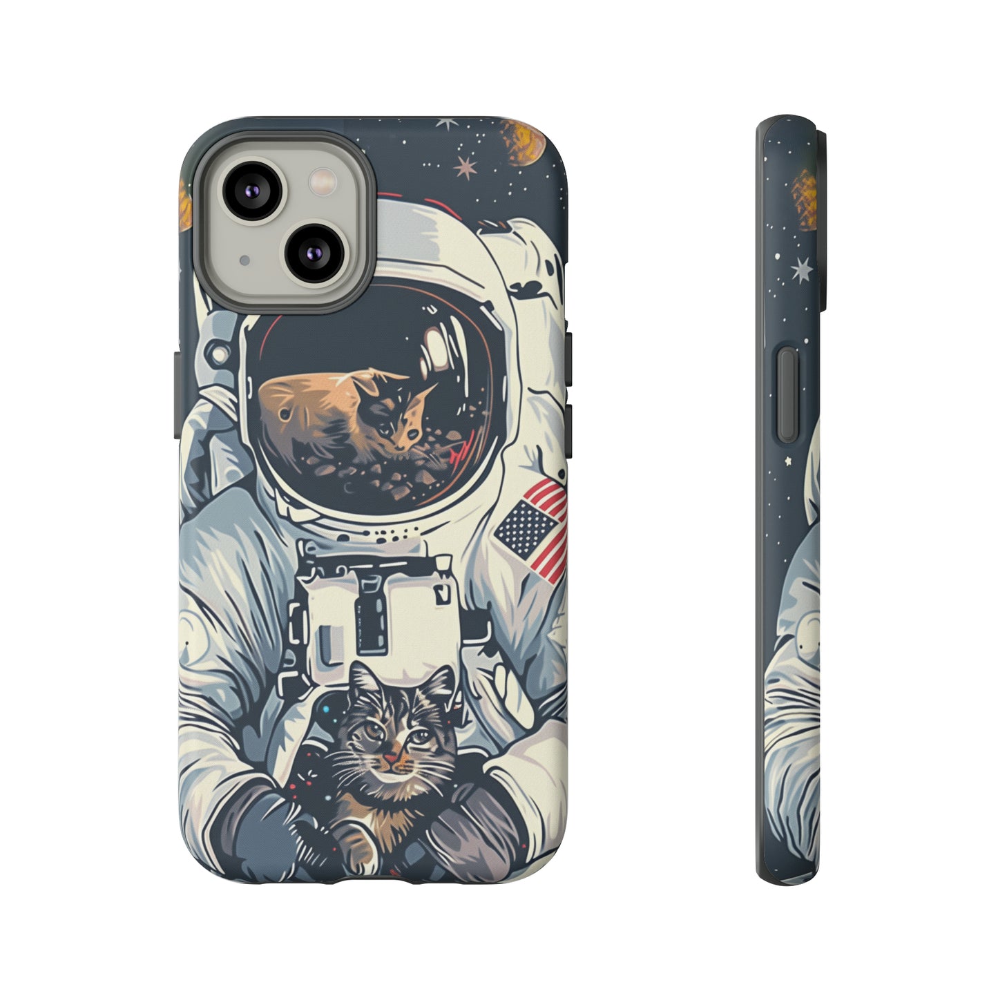 The Astronaut and the Cosmic Cat Phone Case