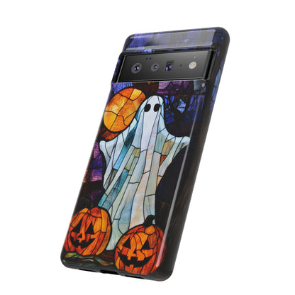 Stained Glass Halloween Ghost and Jack-o'-Lanterns Phone Cover