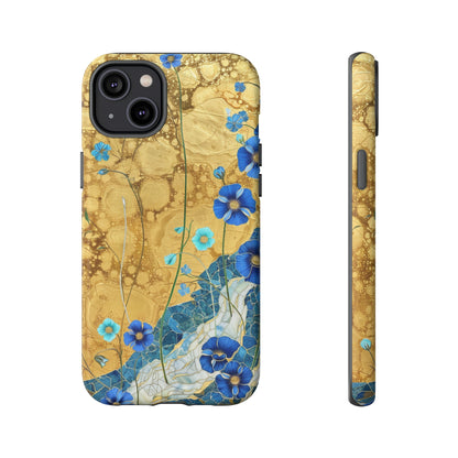 Forget Me Nots Gold Color Splash Floral Design Phone Case