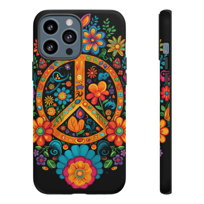 Peace Sign Embroidery Floral Hippie Style Phone Case