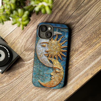 Boho Sun and Moon Mosaic Tile Stained Glass Phone Case