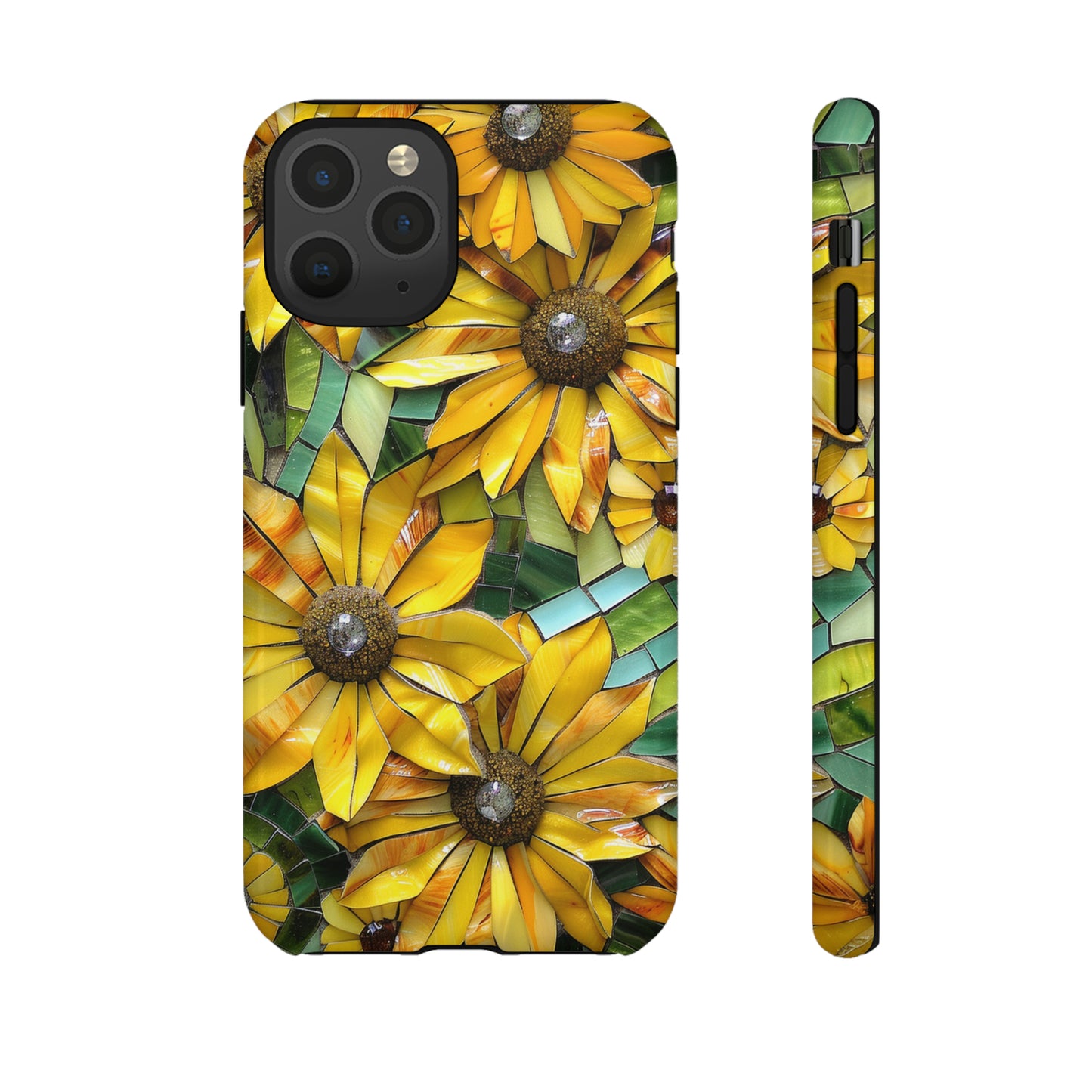 Yellow and Gold Daisy Mosaic Stained Glass Phone Case for iPhone 15, 14, Pro Max, 13, 12 & Samsung Galaxy S23, S22, S21, Google Pixel