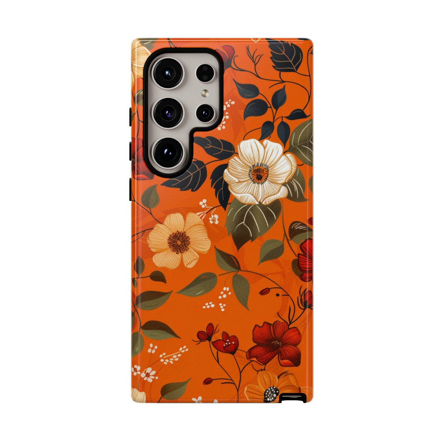 Orange Floral Phone Tough Case