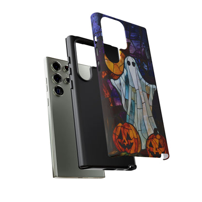 Stained Glass Halloween Ghost and Jack-o'-Lanterns Phone Cover