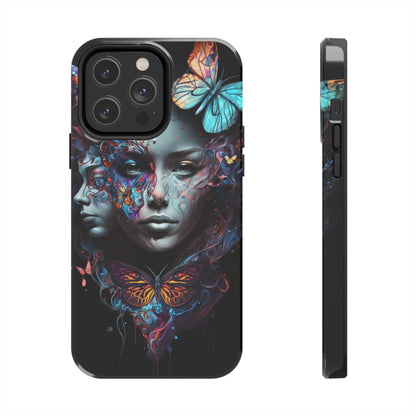 Synthwave Butterfly Girl Trippy Fantasy Art iPhone Case | Embrace the Futuristic Vibe with Whimsical Artistry