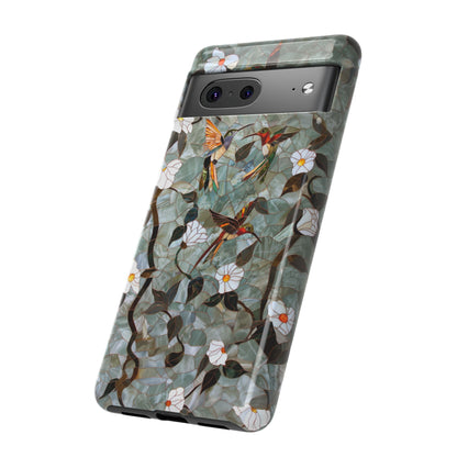 Stained Glass Hummingbirds and Flowers iPhone Case