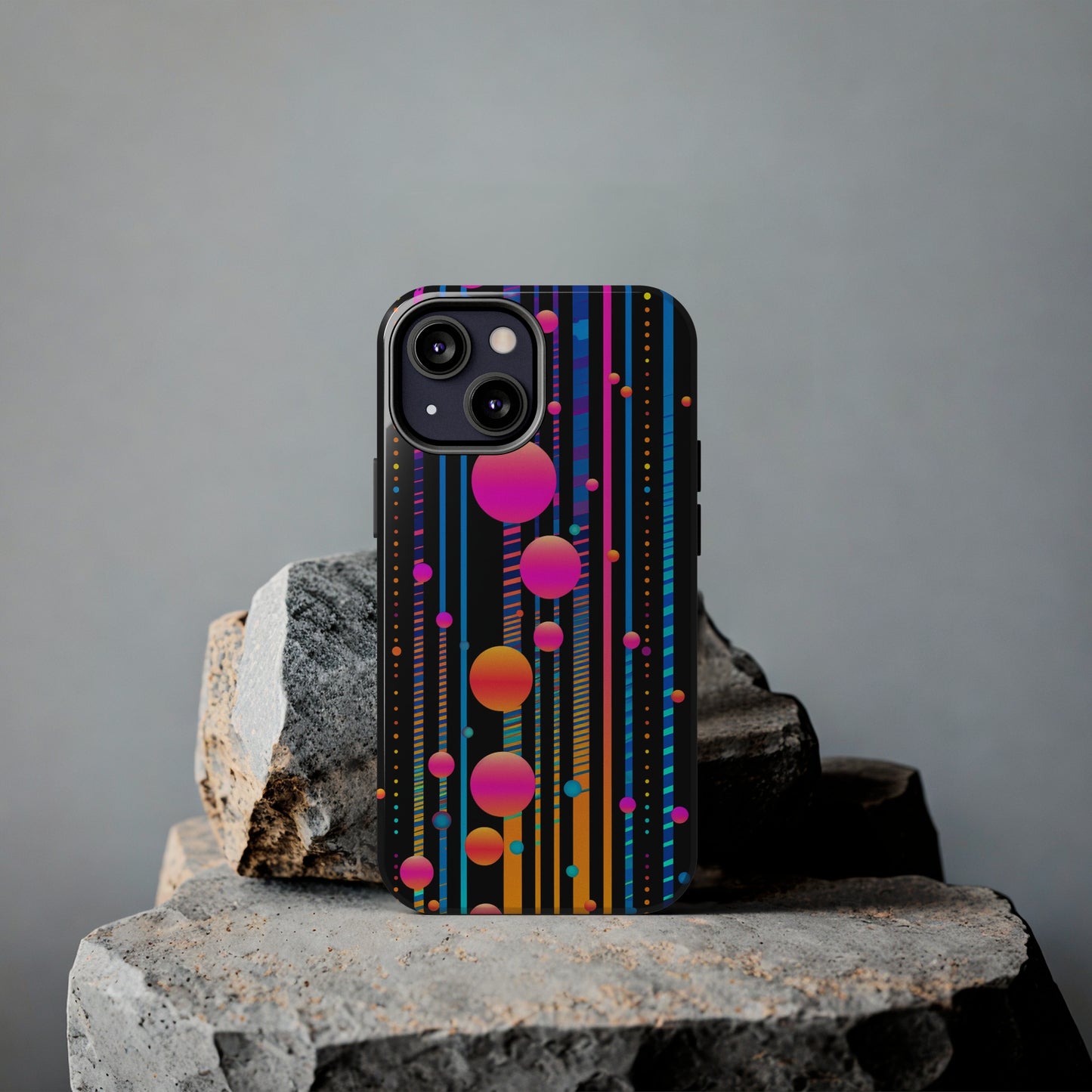 Experience a Blast from the Past: Retro Psychedelic Bubbles Tough Case for Apple iPhone Models