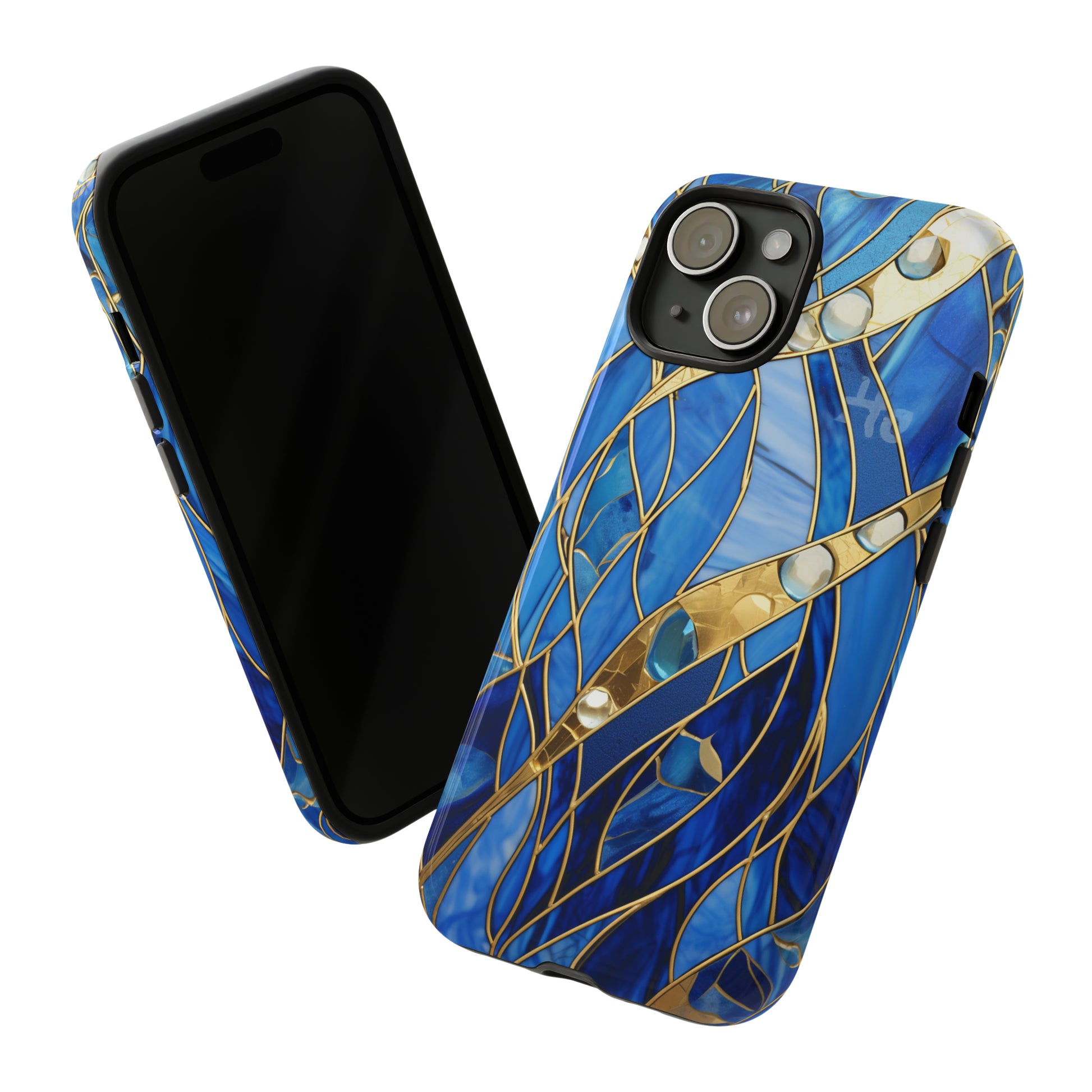 Blue and gold phone case