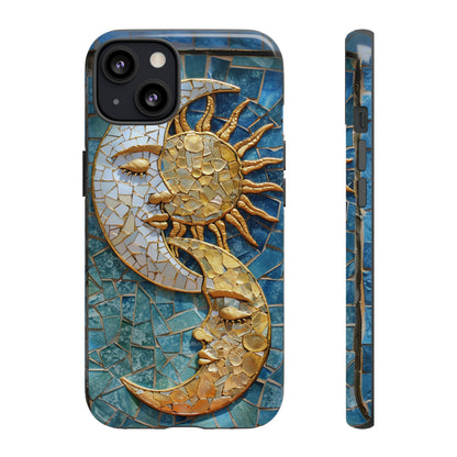 Boho Sun and Moon Mosaic Tile Stained Glass Phone Case