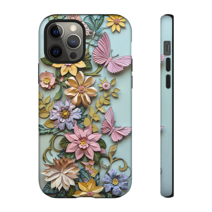 Pastel Pink Butterflies and Flowers iPhone Case