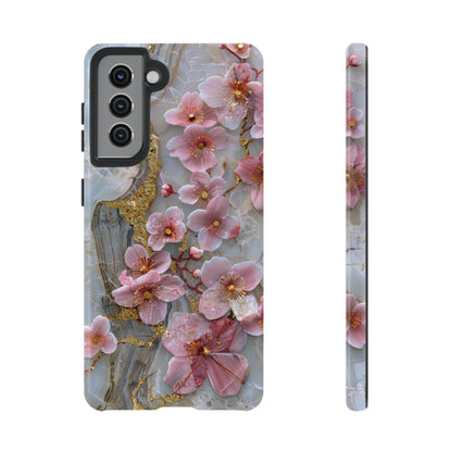 Pink Forget Me Nots Gold Floral Phone Case