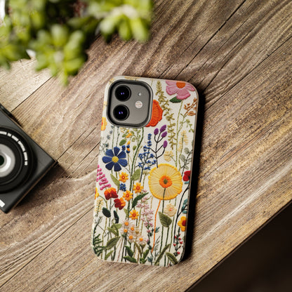 Wildflowers Floral Embroidery iPhone Case