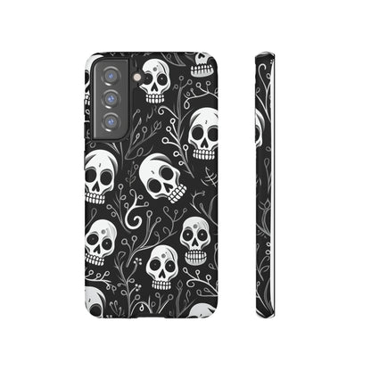 Join the Goth Side: Black Skull Floral Print | Mystical Elegance Case for iPhone, Samsung Galaxy, and Google Pixel