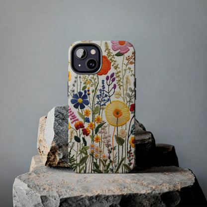 Wildflowers Floral Embroidery iPhone Case