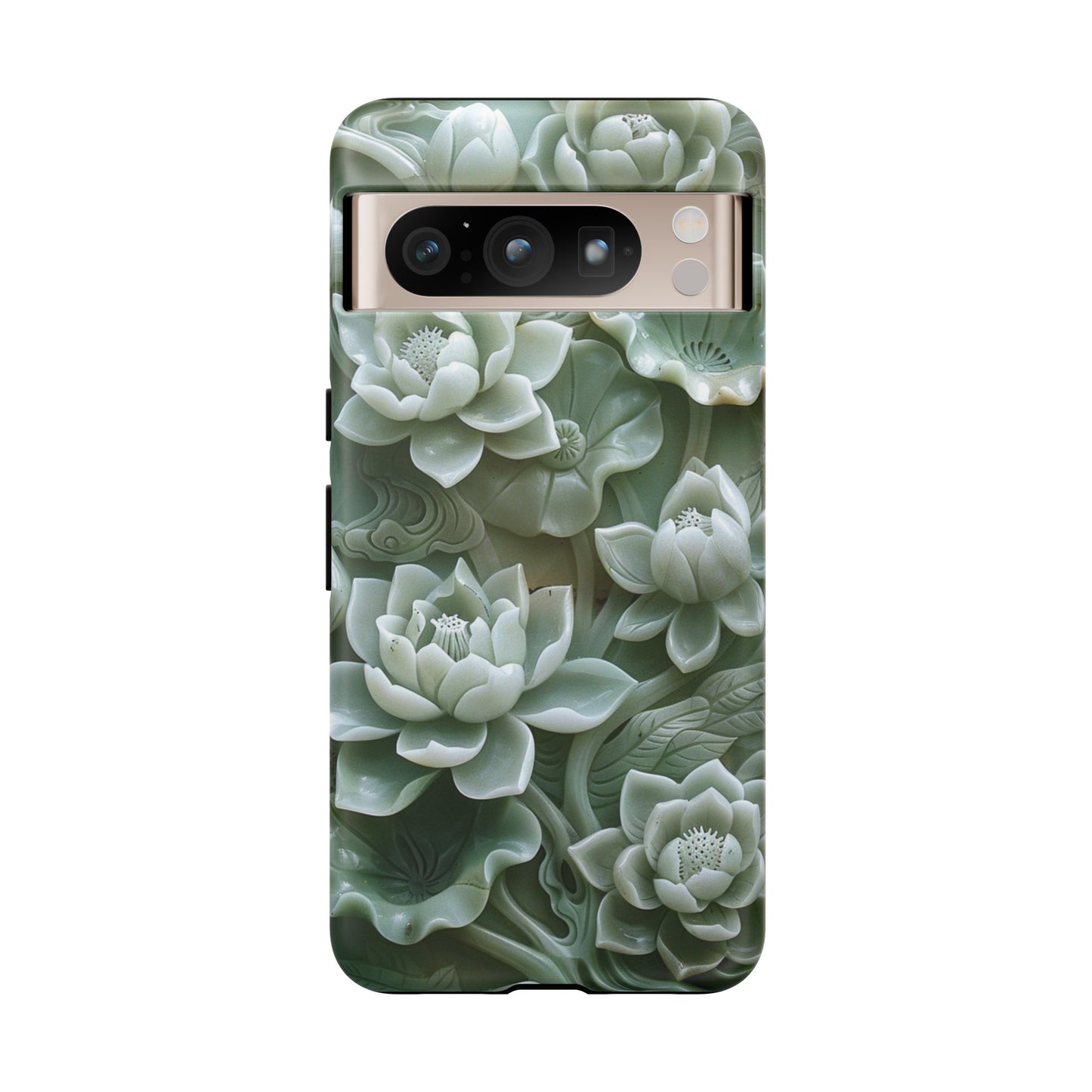 Green Jade Lotus Floral Art Phone Case