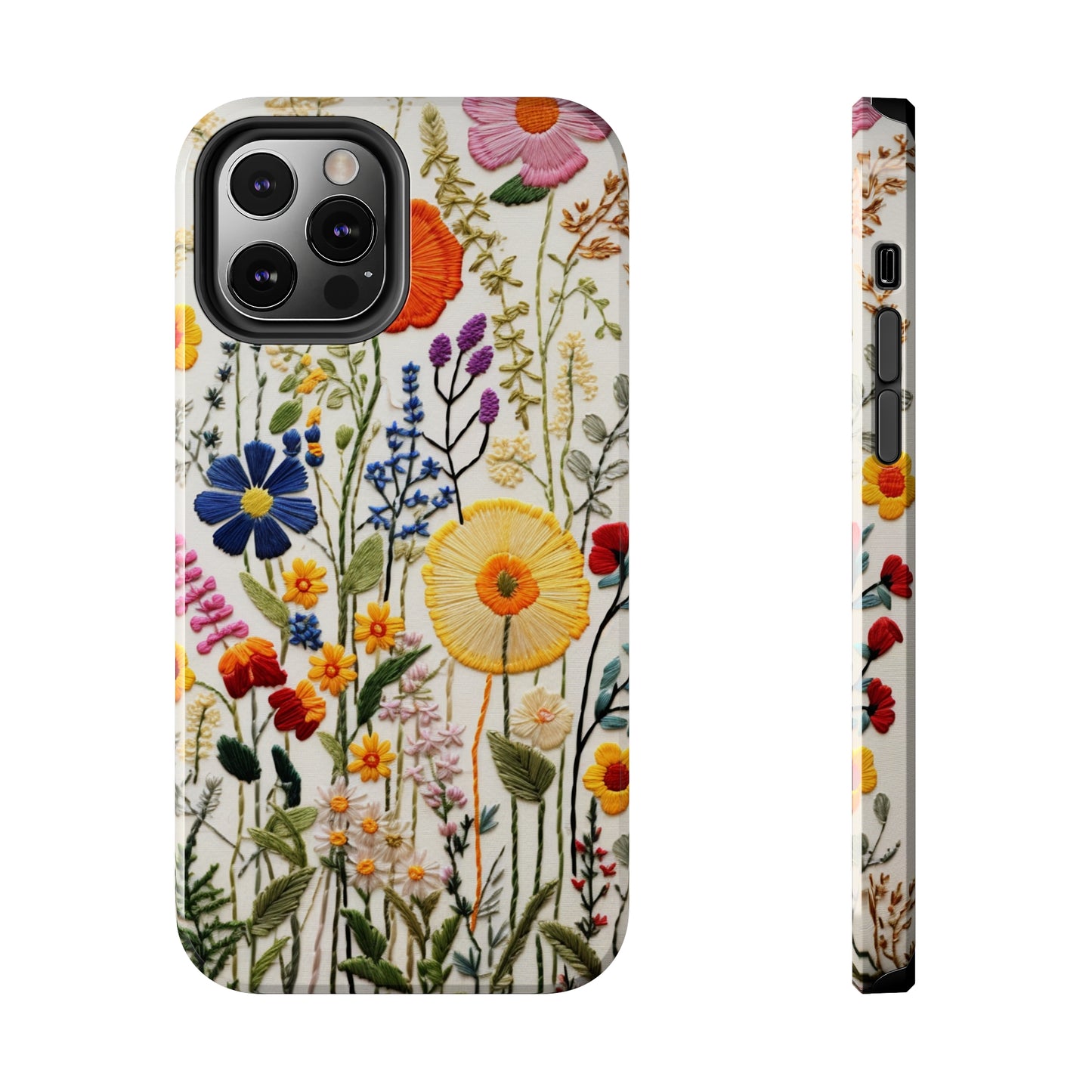 Wildflowers Floral Embroidery iPhone Case