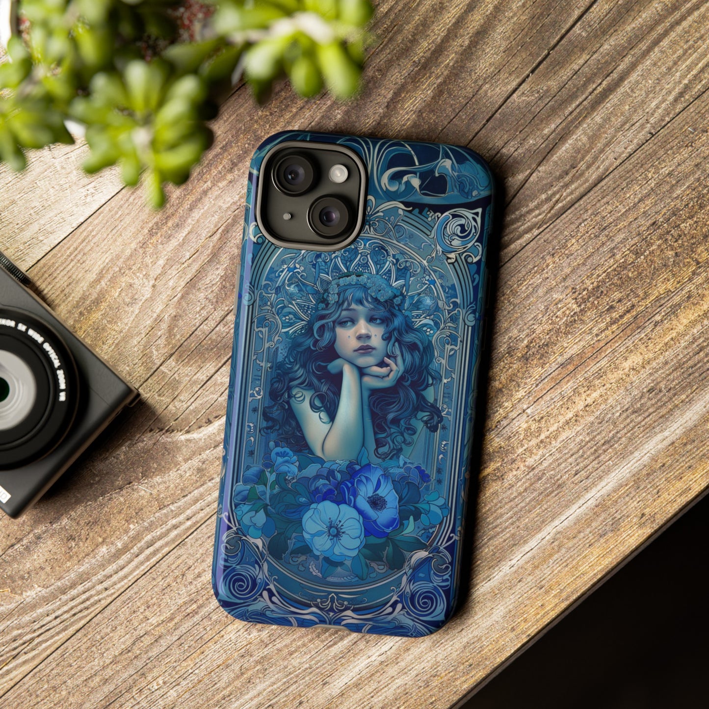 Blue Floral Art Nouveau Style Phone Case