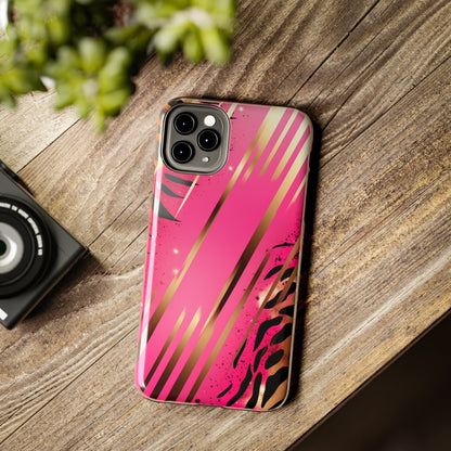 Elegant Wilderness: Pink & Gold Tiger Stripes | Mesmerizing Lush iPhone Case