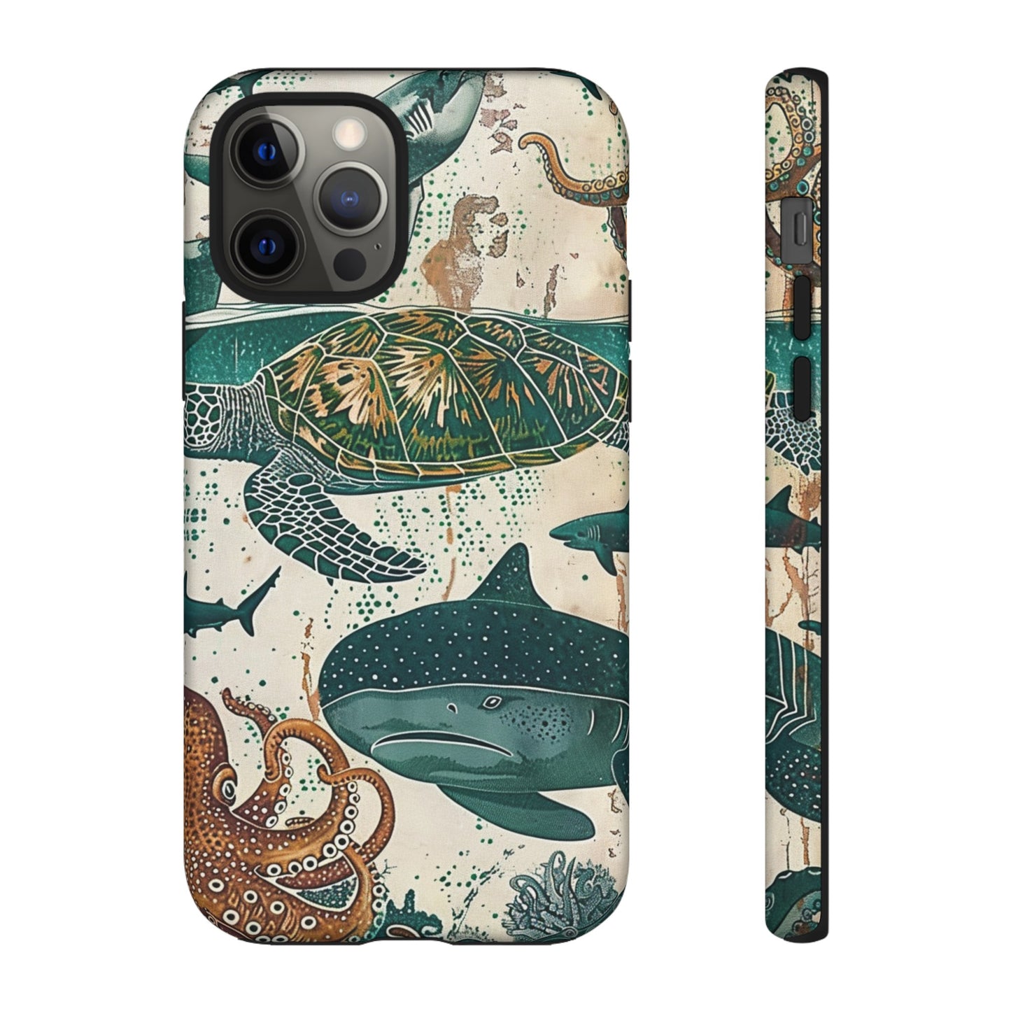 Undersea World Shark, Turtle, Manta Ray Phone Case