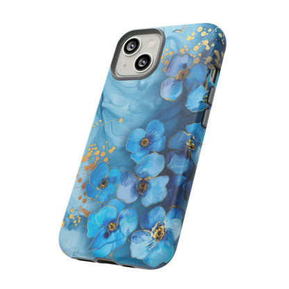 Forget Me Nots Gold Color Splash Floral Design Phone Case