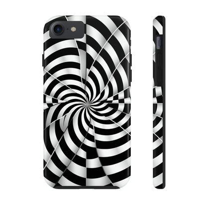 Trippy Black and White Optical Illusion Tough iPhone Case | Psychedelic Phone Cover