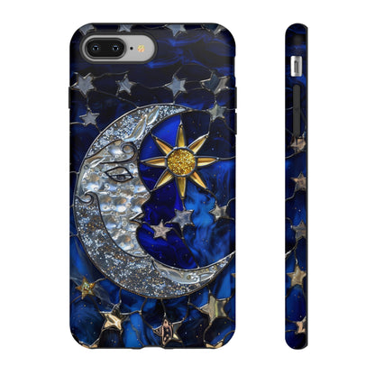 Cosmic Moon & Stars Stained Glass Starry Night Phone Case