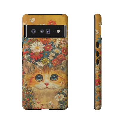 Cute Cat in Floral Garden Phone Case