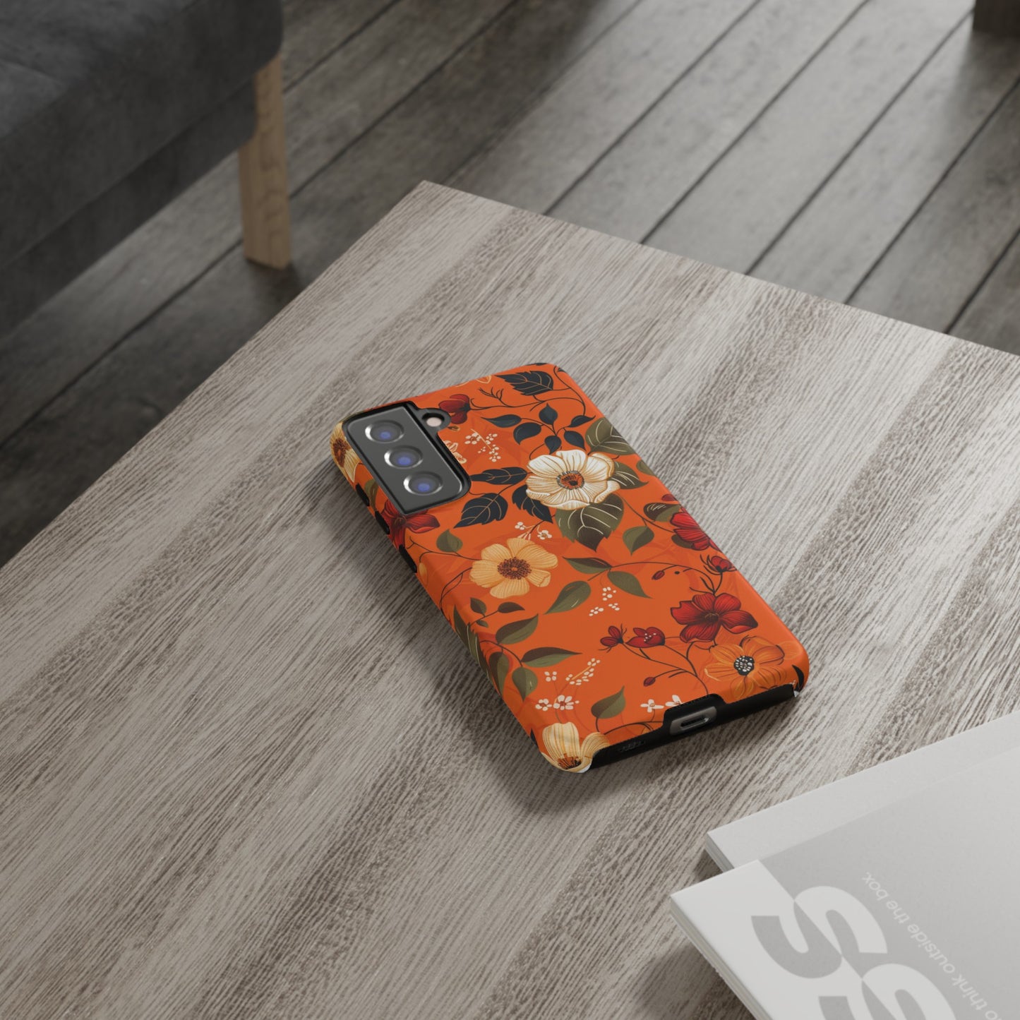 Orange Floral Phone Tough Case