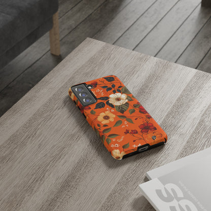 Orange Floral Phone Tough Case