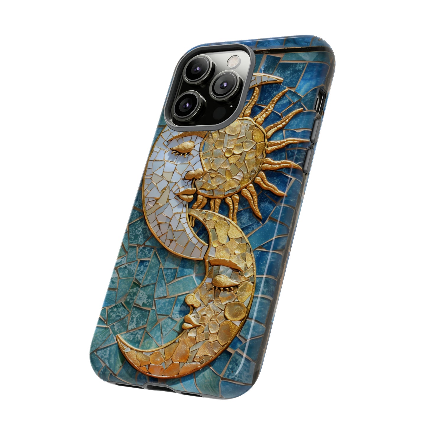 Boho Sun and Moon Mosaic Tile Stained Glass Phone Case