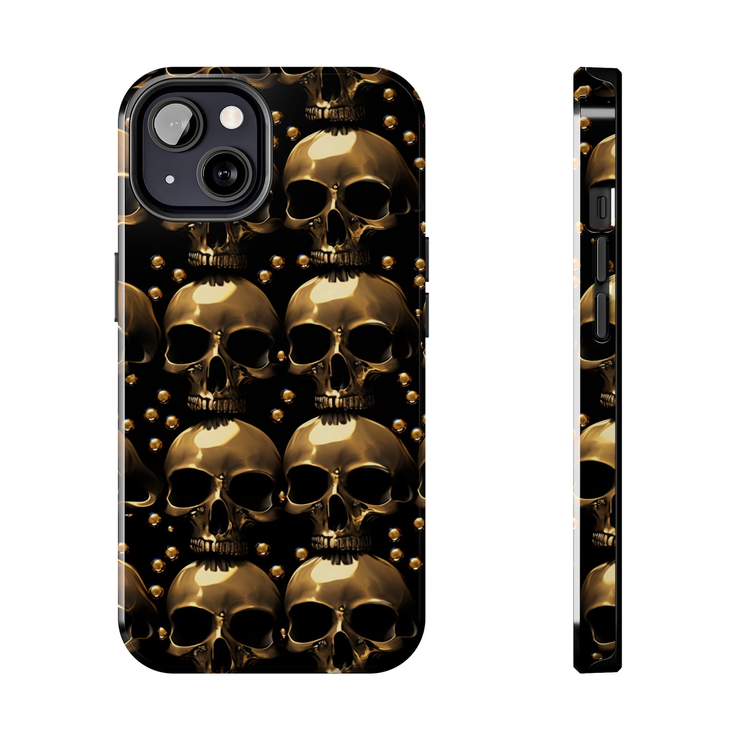 iPhone Case Golden Enigma: Where Goth Meets Glamour | Gold Skulls iPhone Tough Case