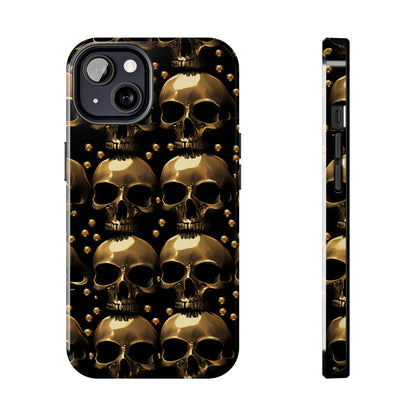 iPhone Case Golden Enigma: Where Goth Meets Glamour | Gold Skulls iPhone Tough Case