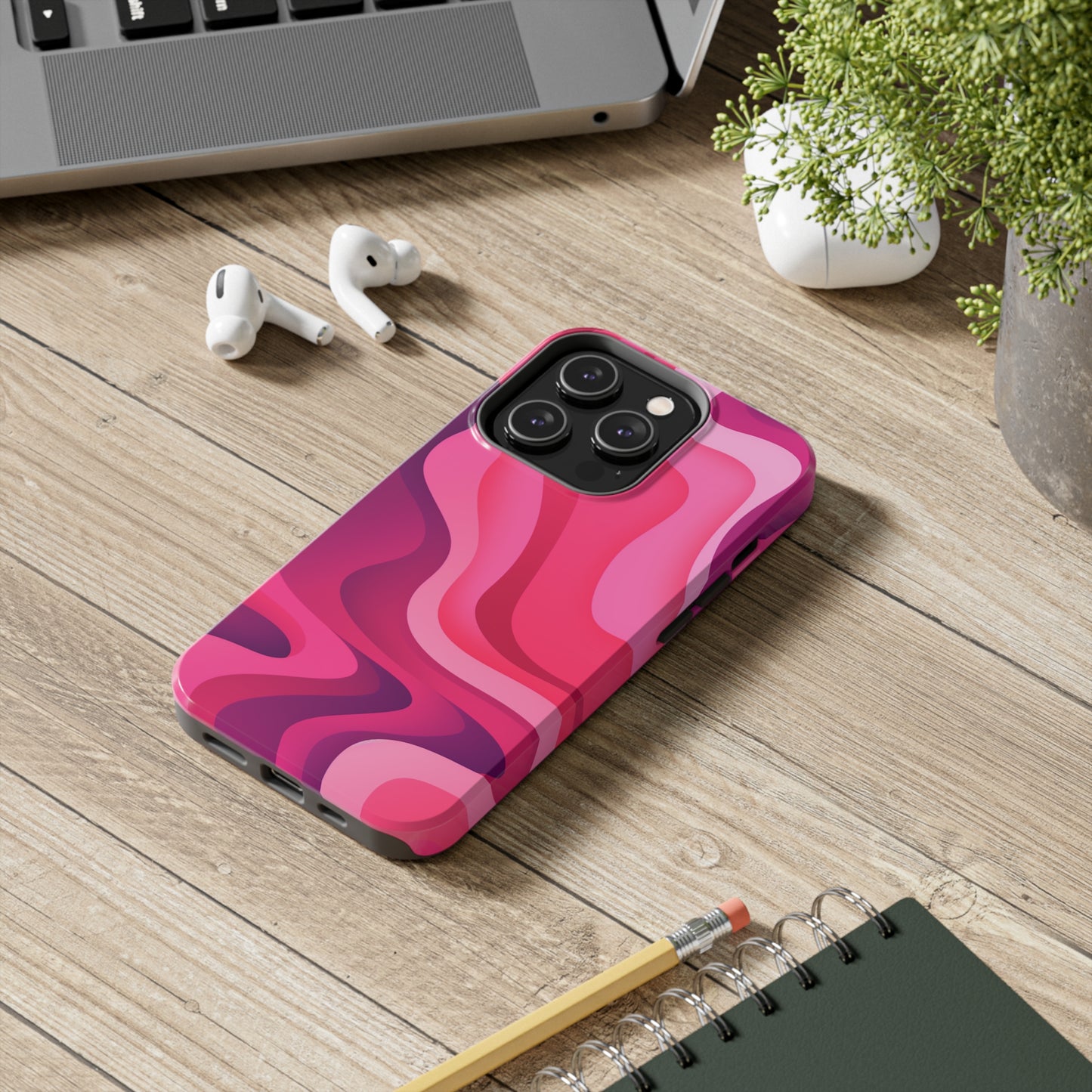 The Pink Wave iPhone Case Splash of Vibrance | Modern Art Meets Protection iPhone Tough Case