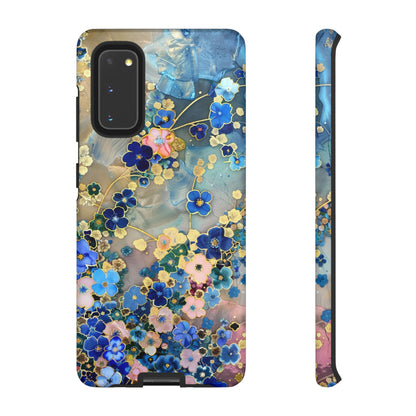 Forget Me Nots Gold Color Splash Floral Design Phone Case