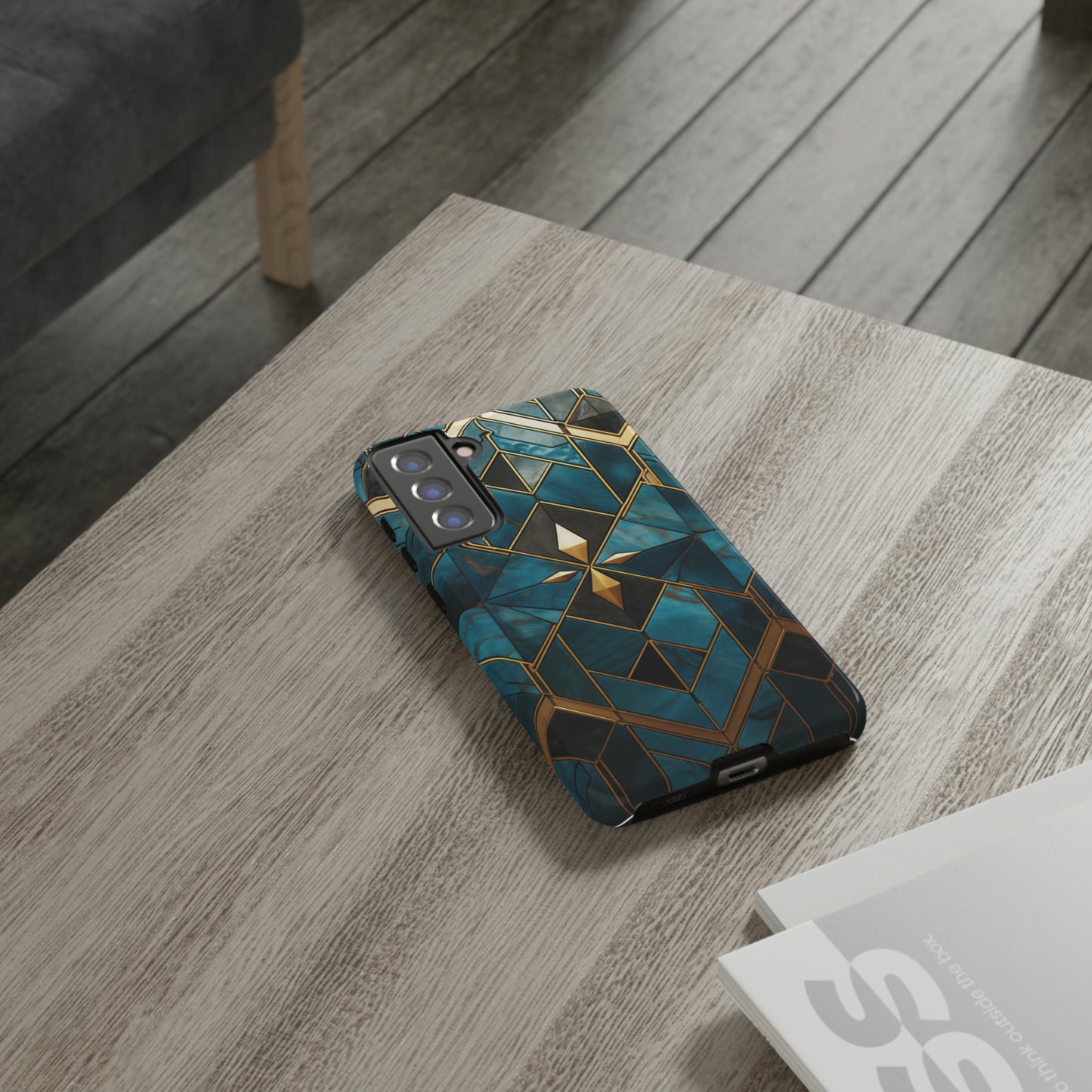 Gold and Blue Marble Mosaic Phone Case