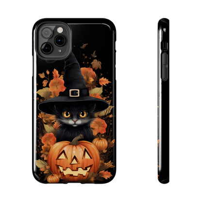 Trick or Treat Delight: Adorable Witch Cat Halloween Celebration | Whimsical iPhone Case