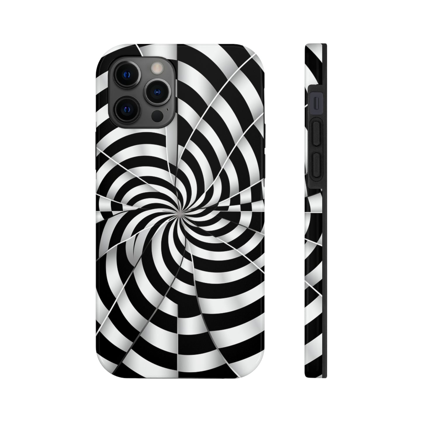 Trippy Black and White Optical Illusion Tough iPhone Case | Psychedelic Phone Cover