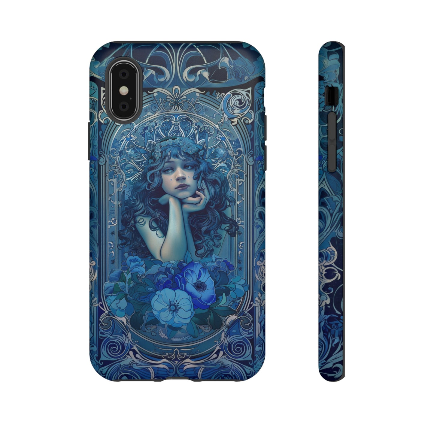 Blue Floral Art Nouveau Style Phone Case