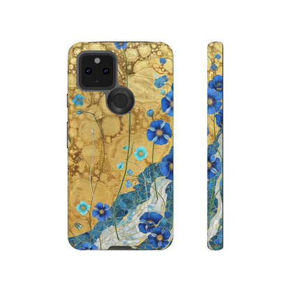 Forget Me Nots Gold Color Splash Floral Design Phone Case