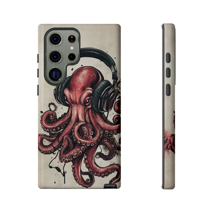 Retro Style Japanese Octopus Listening to Headphones Phone Cover