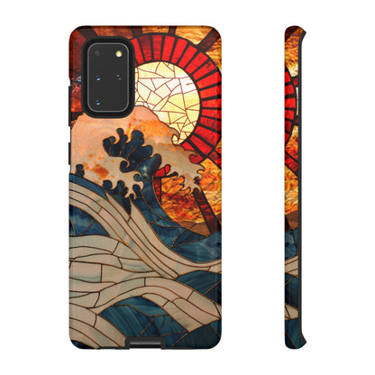 Japanese Rising Sun Phone Case Stained Glass Ocean Wave