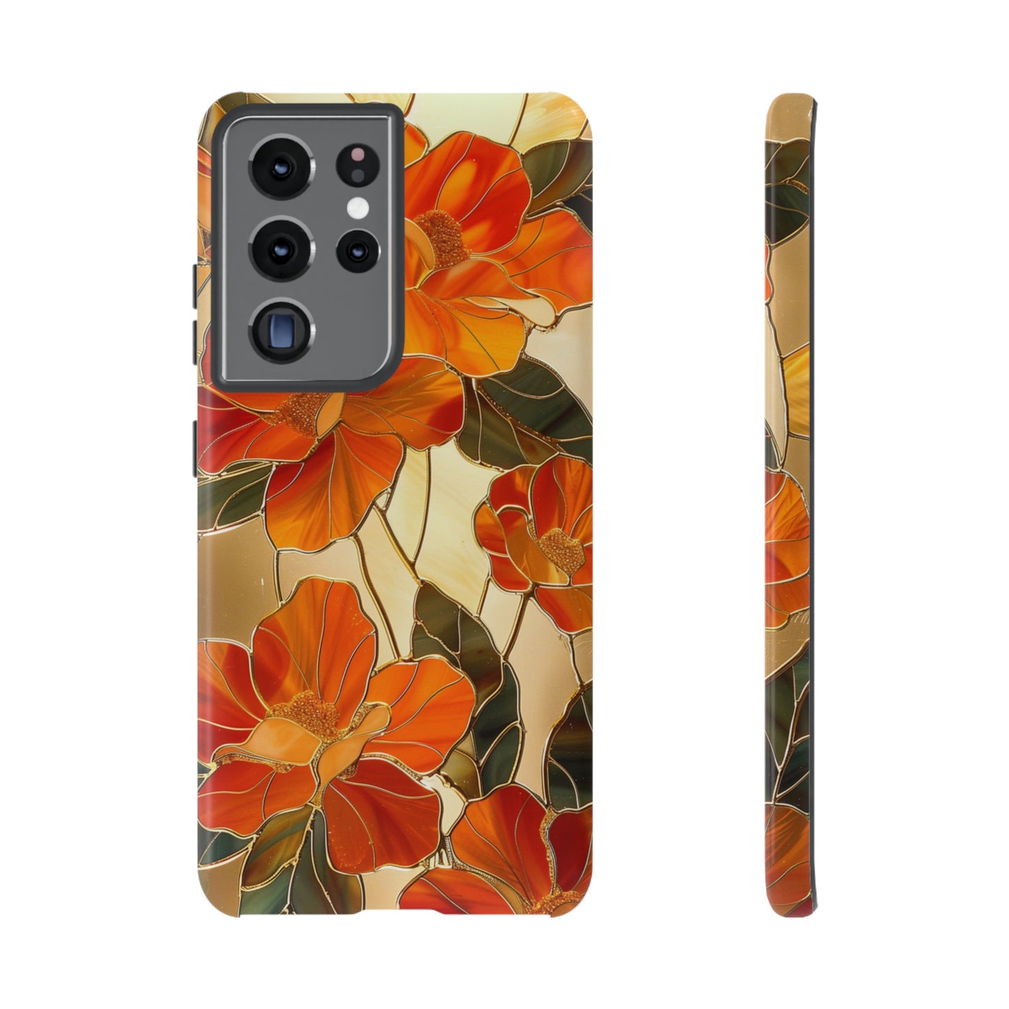 Orange Floral Phone Case Stained Glass Flower Aesthetic