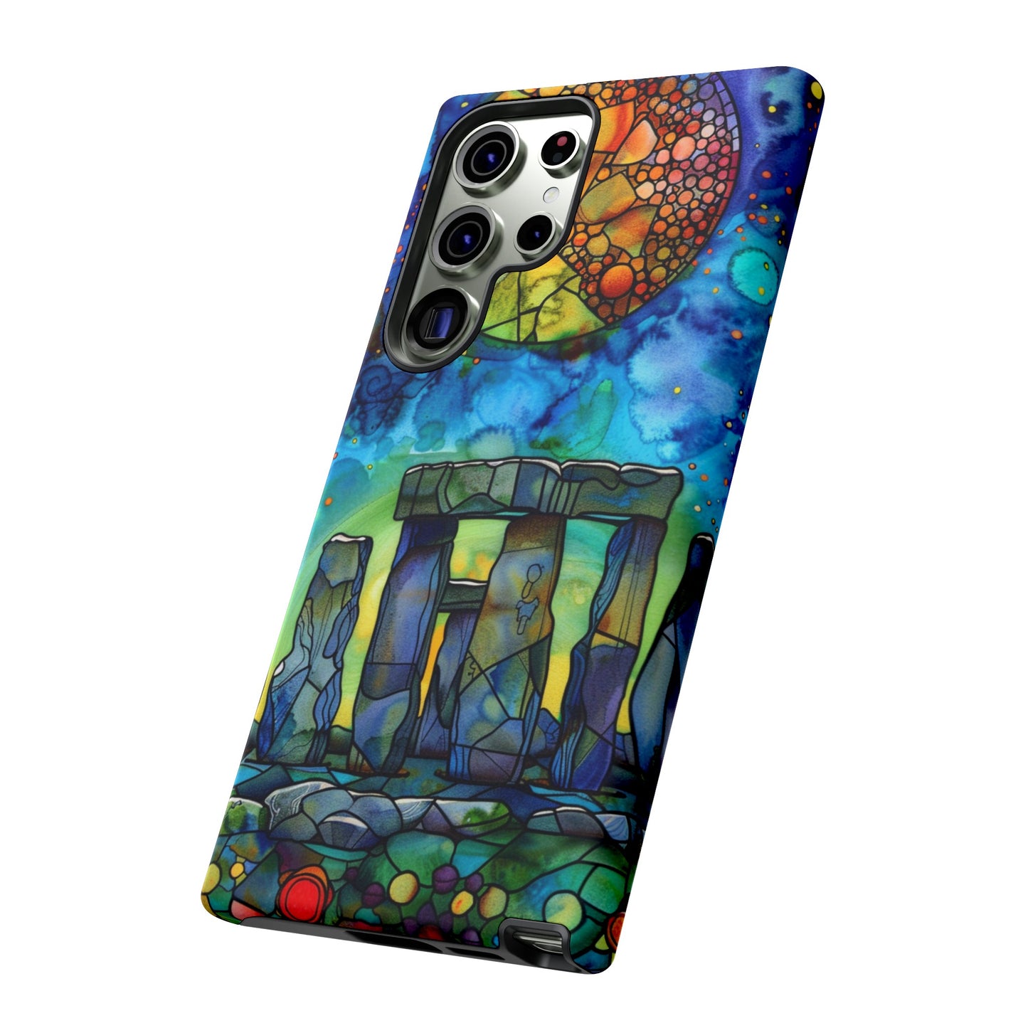 Stonehenge Neolithic Full Moon Stained Glass Watercolor Phone Cover