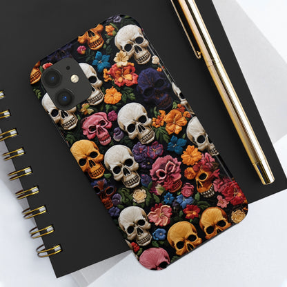 Embroidery Style Skulls Goth Dark Academia Tough Case iPhone Case