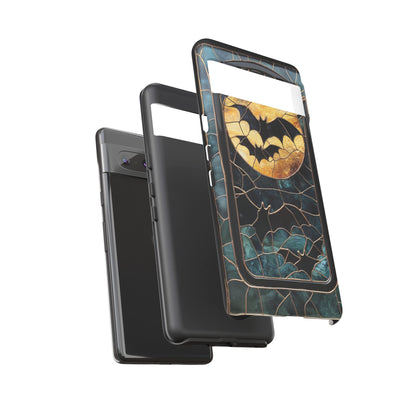 Halloween Phone Case Bats Stained Glass Style Spooky Moon Phone Cover