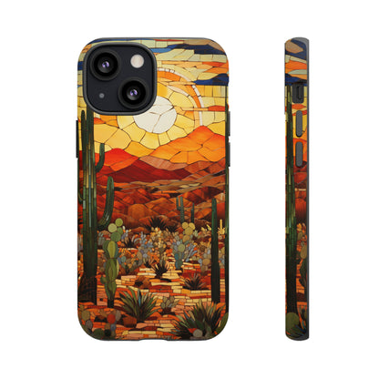 Desert Sunset Cactus Mosaic Tile