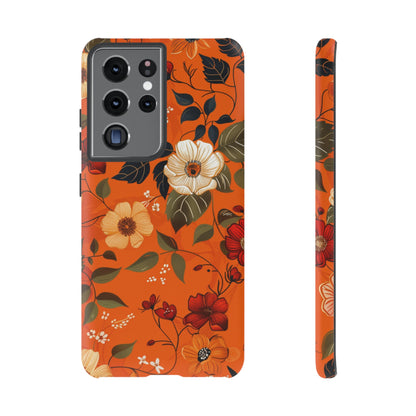 Orange Floral Phone Tough Case