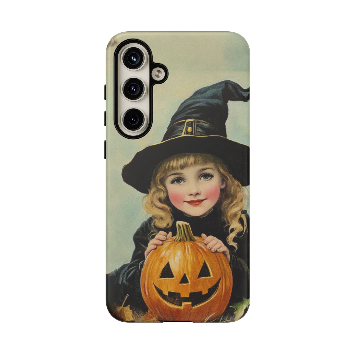 Vintage Halloween Card Witch and Jack-o'-lantern Phone Cover