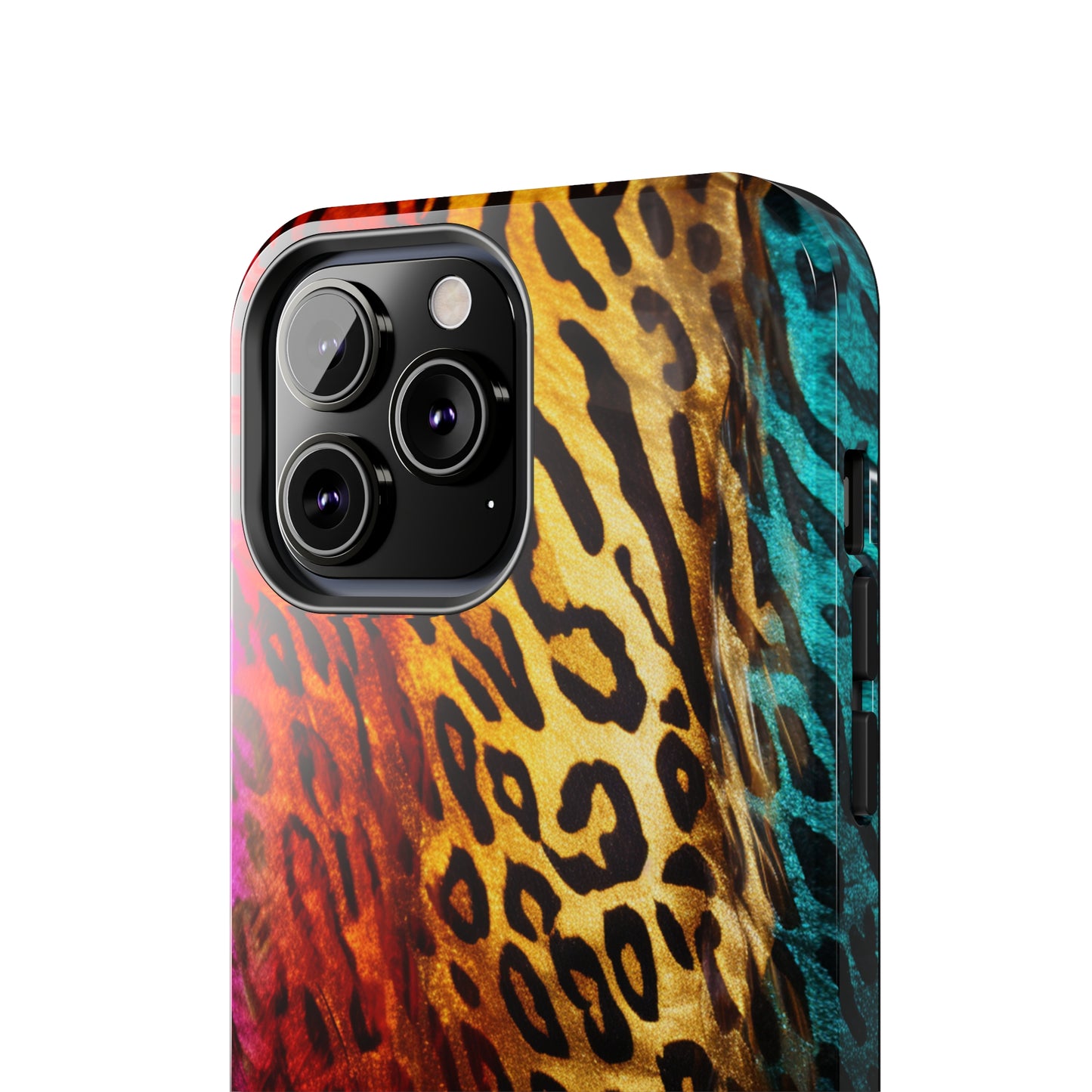 Kaleidoscopic Wild: Psychedelic Rainbow Leopard Print | Dazzling iPhone Case